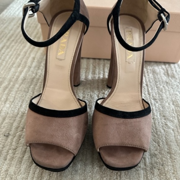 PRADA - ROSE PINK SUEDE ANKLE STRAP HEELS (SIZE 37.5 EU/ 7.5 US) (ORIG $720) - Picture 4 of 15